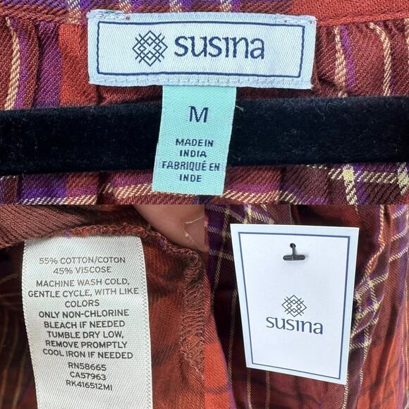 NWT Susina plaid lightweight button front long sleeve fall top women’s medium - Picture 8 of 10